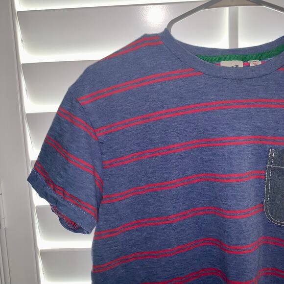 Uniqlo Michael Bastian Shirt Blue Red Stripe Pocket Crew Neck - Picture 8 of 10